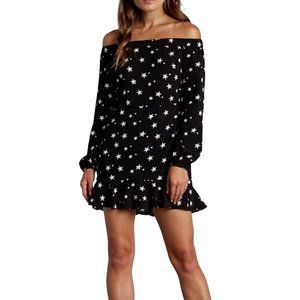 Cotton Candy LA Womens Mini Dress Size Small Off Shoulder Black w/ Stars NWT